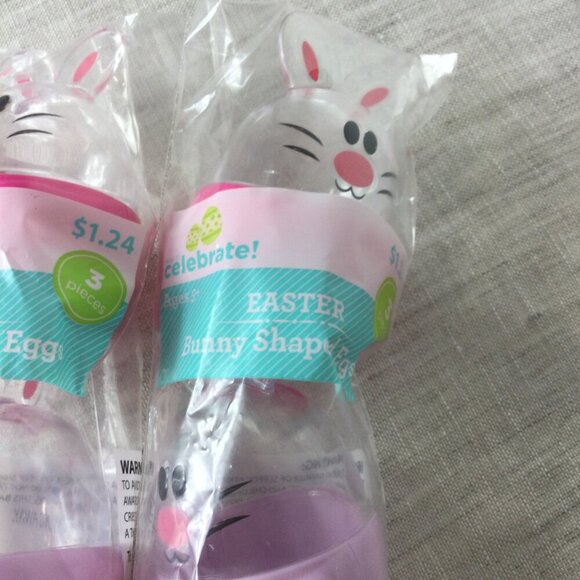 Lot of 2 Way to Celebrate Colorful Plastic Bunny Shaped Easter Eggs 3 Count Each - Picture 2 of 5